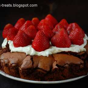 chocolate Cloud Cake with strawberries