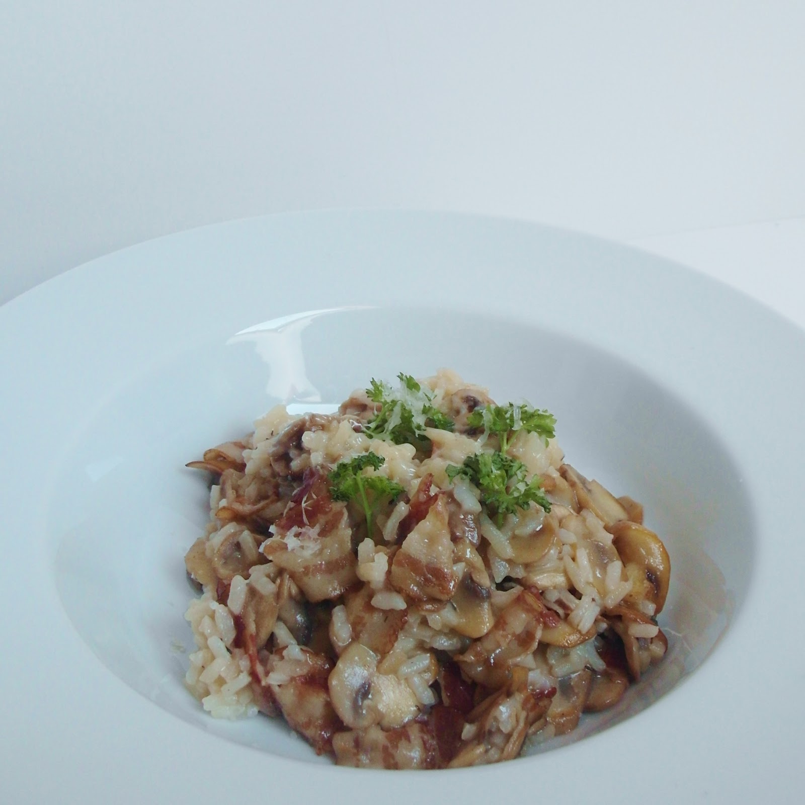 Risotto z pieczarkami, boczkiem i tymiankiem