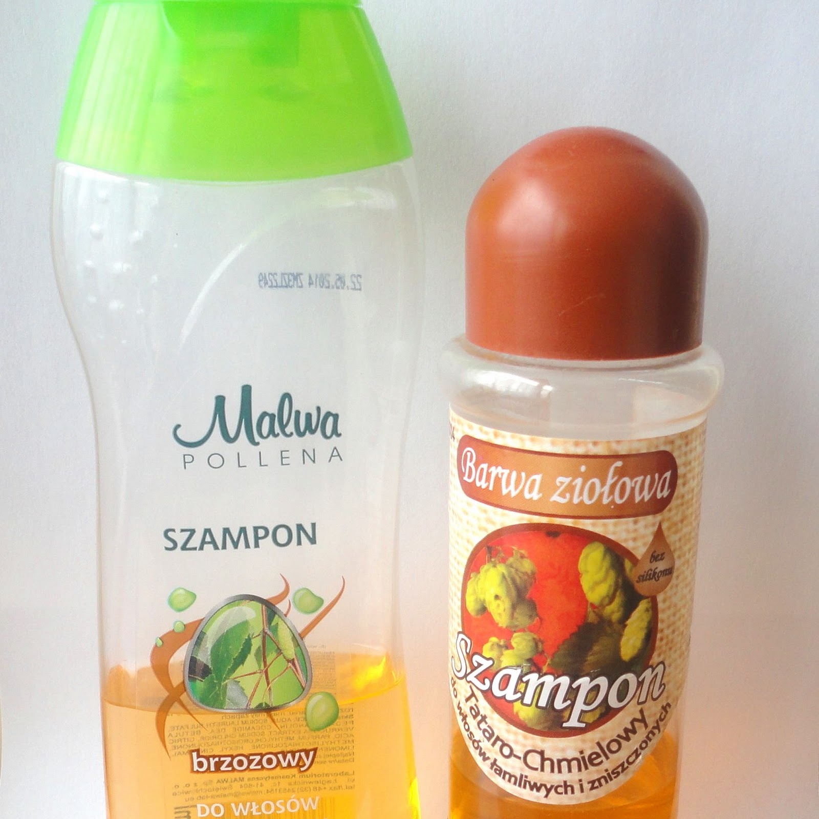 Ziołowe szampony: brzozowy Polleny-Malwy i tataro-chmielowy od Barwy