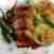 Polędwiczki wieprzowe z czarnuszką, blanszowane jabłka, brokuł i szparagi oraz popiół z palonego pora