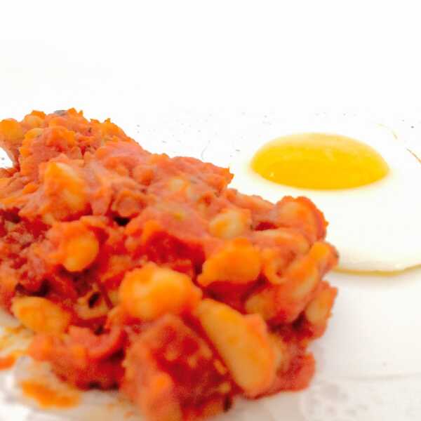 Słone śniadanie – fasola w sosie pomidorowym i jajko sadzone