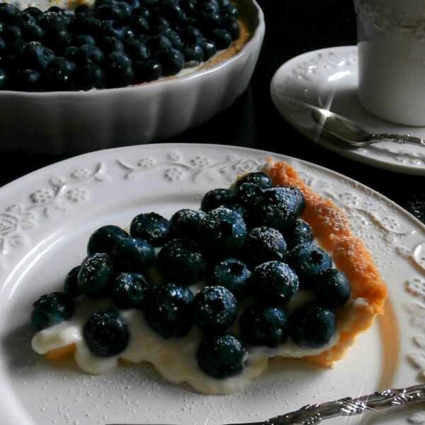 Tarta z Borówkami Amerykańskimi z Aksamitną Masą Śmietanowo - Budyniową