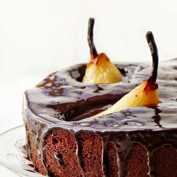 Ciasto czekoladowo migdałowe z gruszkami 