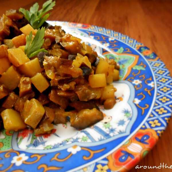 Aloo baigan tarkari,curry z ziemniaków i bakłażana