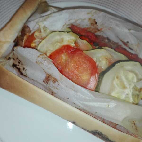 Sandacz zapiekany z cukinią i pomidorem