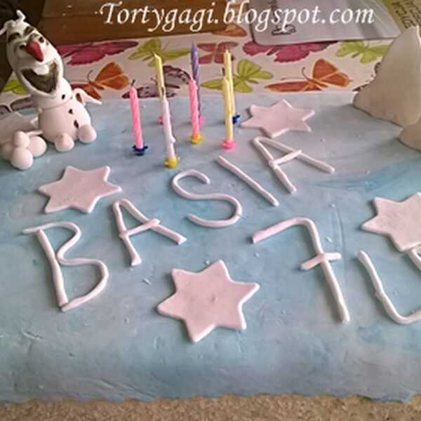 Tort na 7 urodziny Basi - Kraina Lodu.