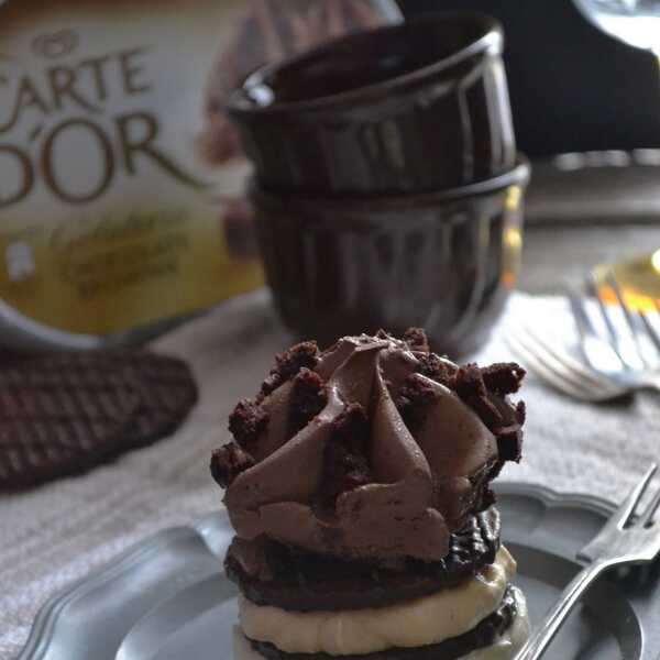 Deser chałwowo - orzechowy z dodatkiem lodów Carte d'Or Chocolate Brownie 