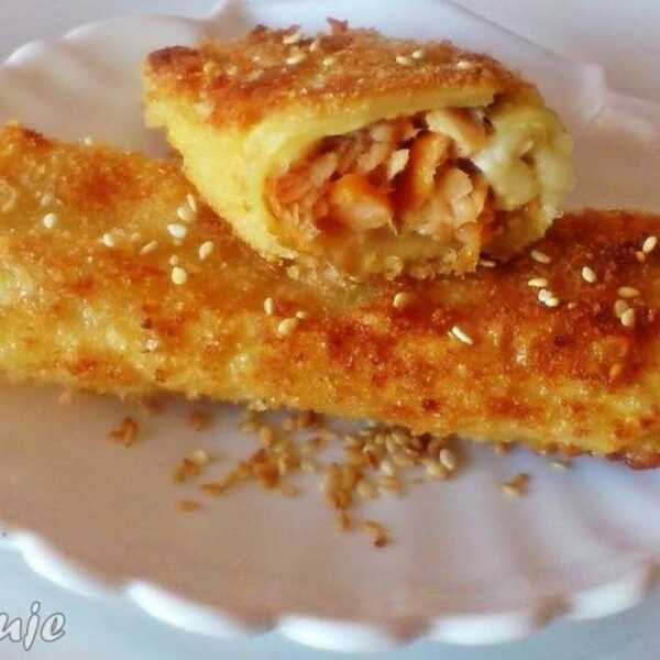 Krokiety z cannelloni z wędzonym dorszem i mozzarellą