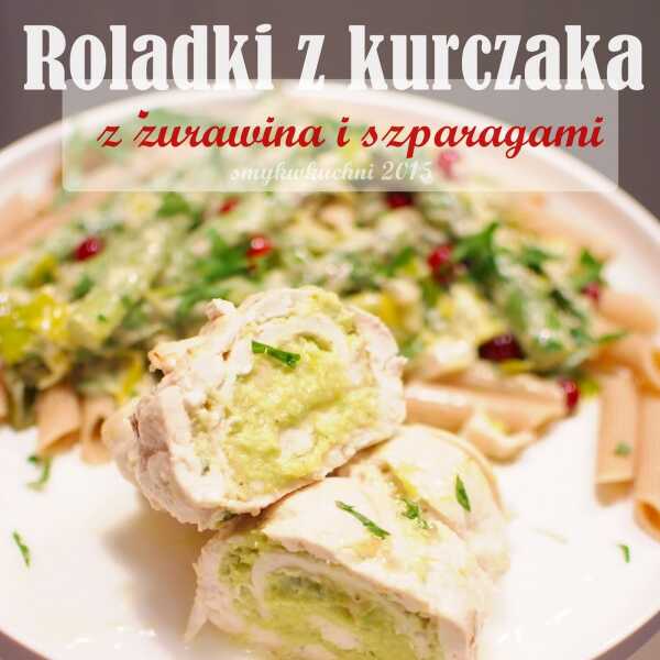 Roladki z kurczaka z sosem żurawinowo- szparagowym