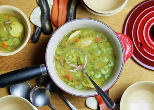 Split pea soup inspired by Polish military field kitchens. Perfect for Christmas leftover ham