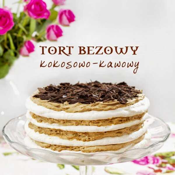 Tort bezowy kokosowo-kawowy