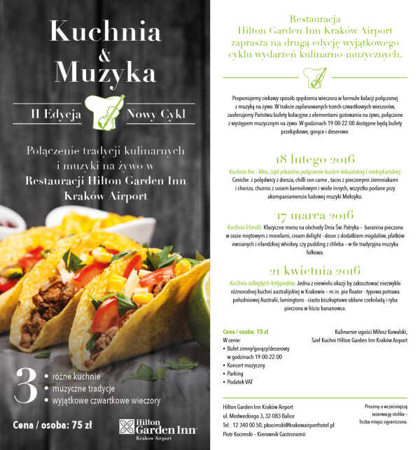 Kuchnia&Muzyka Hilton Garden Inn Kraków Airport