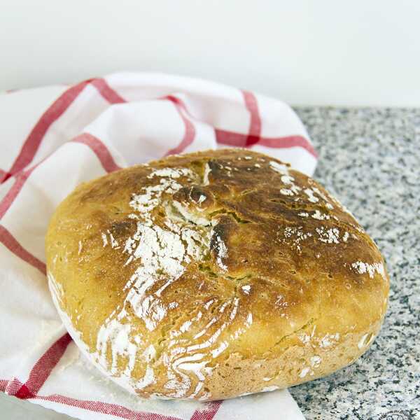 Chleb pszenno-kukurydziany pieczony w garnku rzymskim.