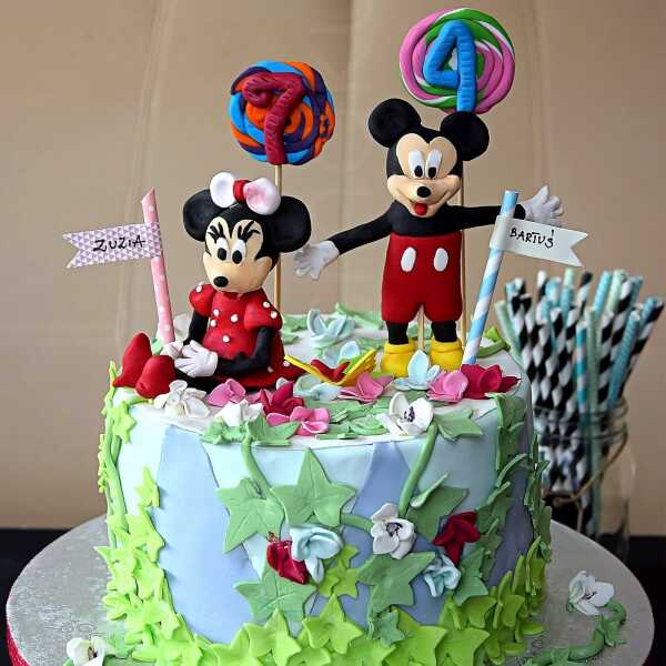 Tort urodzinowy z Myszką Minnie i Mickey Mouse