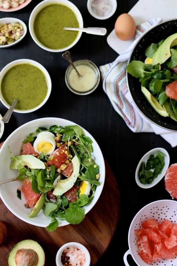 Watercress and Grapefruit Salad and Alkalizing Green Soup