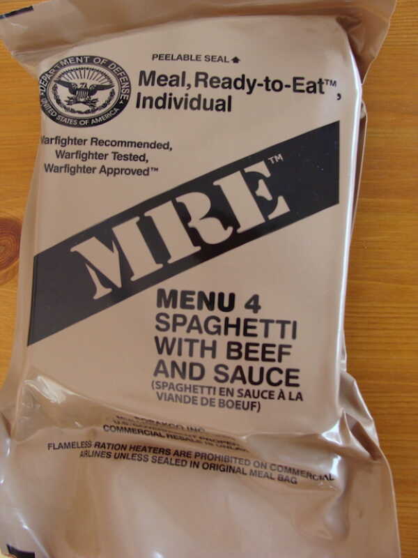 Racja armii USA – MRE Menu 4 – Spaghetti z wołowiną i sosem