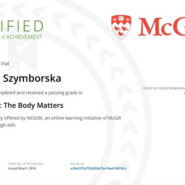 Body Matters – czyli ukończony kilkumiesięczny kurs na uniwersytecie w Montrealu
