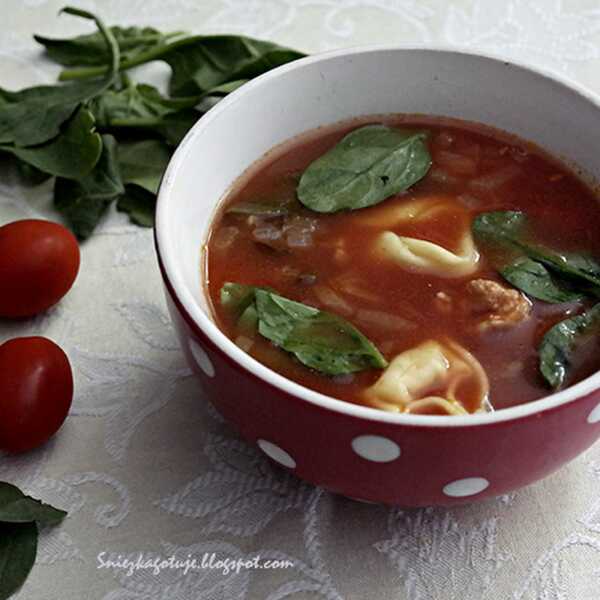 Zupa pomidorowo-szpinakowa z tortellini