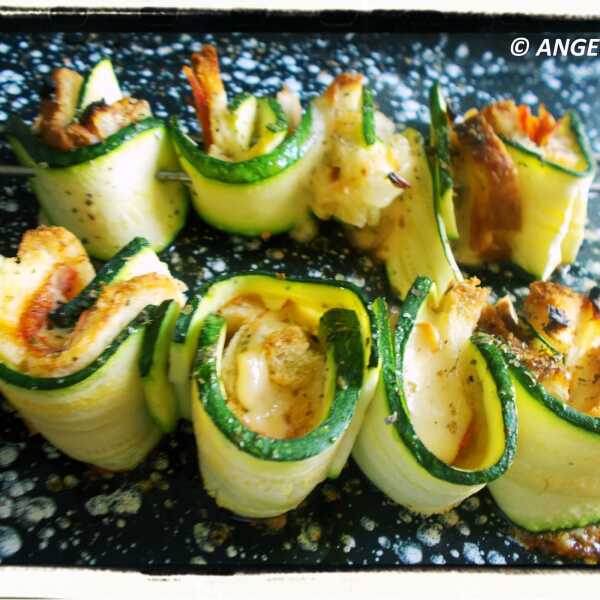 Roladki szaszłykowe z cukinią - Zucchini Rolls Recipe - Involtini alle zucchine gratinati