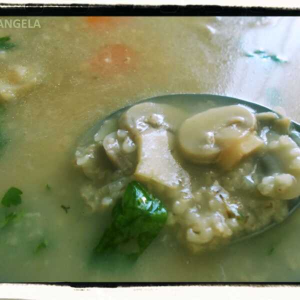 Zupa grzybowa z kaszą jęczmienną (wegańska) - Vegan Mushroom Soup - Minestra di pratolini (vegan)