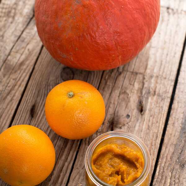 Pomarańczowy mus dyniowo-jabłkowy (wegańskie, bezglutenowe, bez cukru)