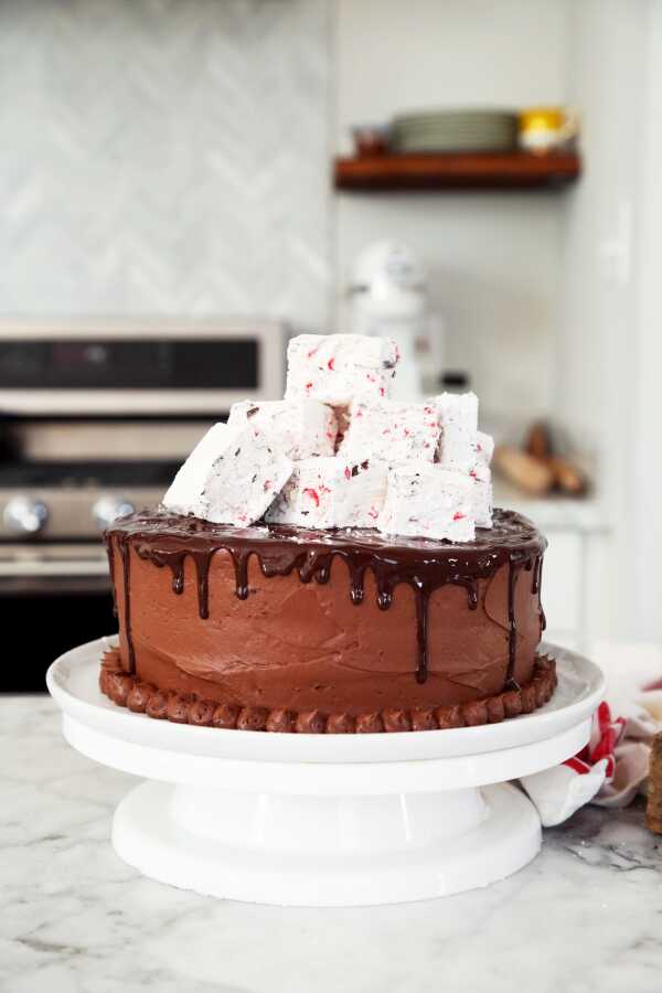 DOVE Hot Chocolate Cake with Peppermint Marshmallows