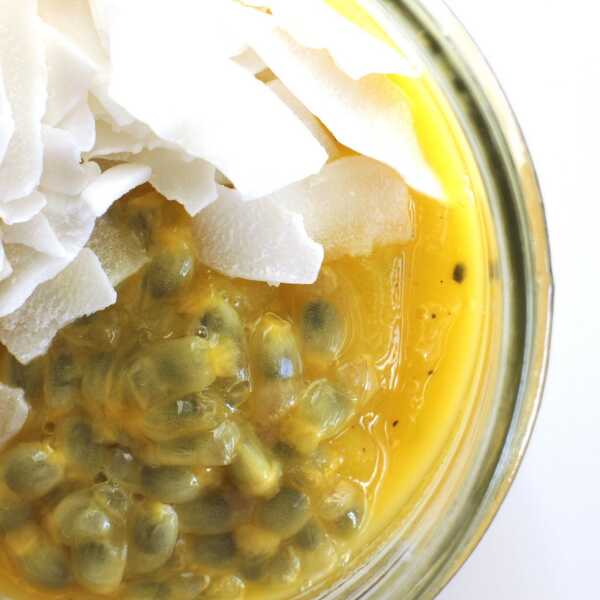 Coconut Chia Seed Pudding with Mango & Passion Fruit Purée 