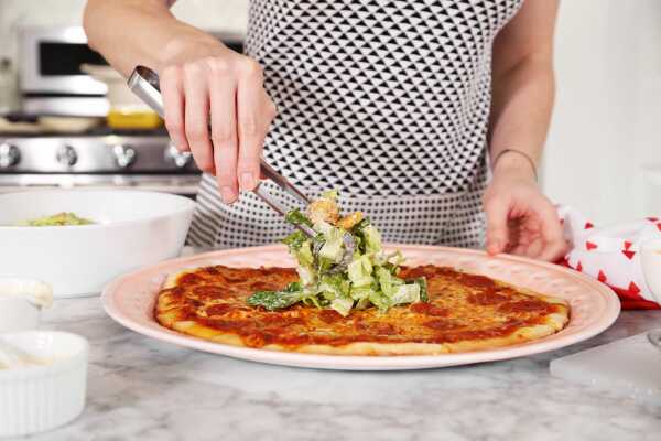 Galentine’s Day: Caesar Salad Pepperoni Pizza