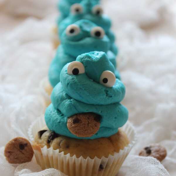 Cookie Monster cupcakes- muffinki Ciasteczkowy Potwór