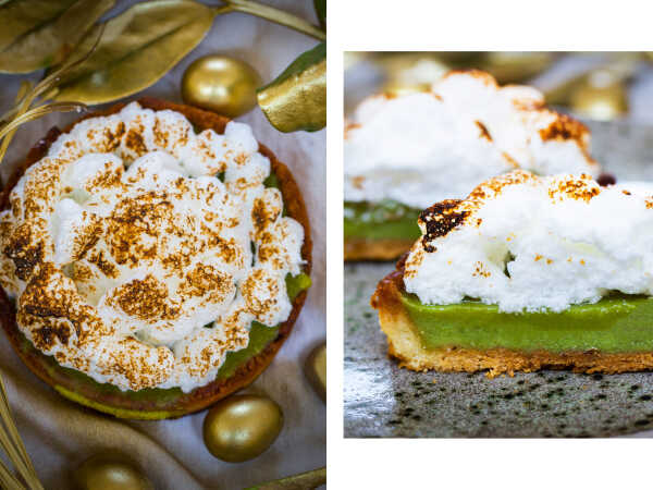 TARTA Z BIAŁĄ CZEKOLADĄ I ZIELONĄ HERBATĄ MATCHA