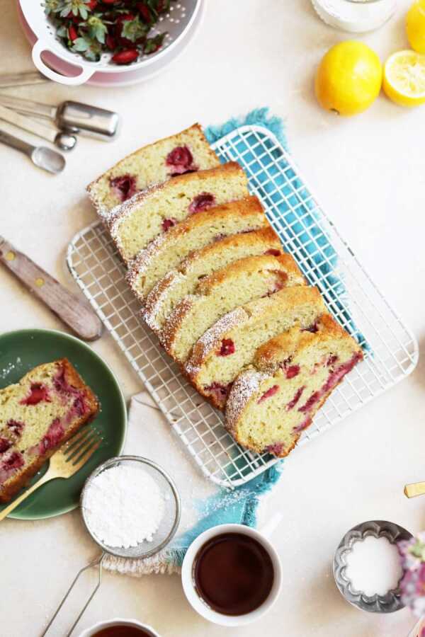 Olive Oil Pound Cake with Roasted Strawberries