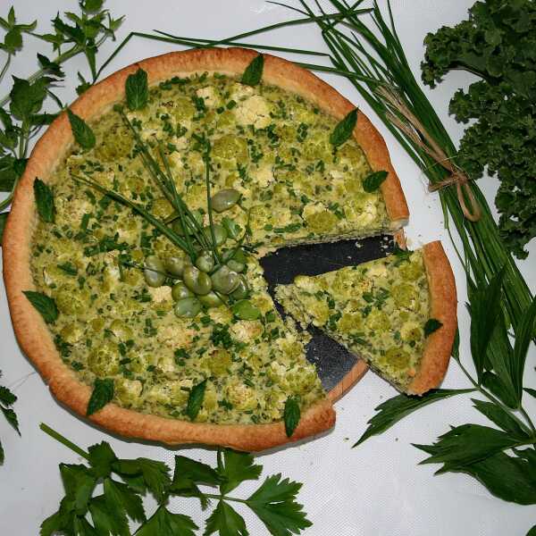 Letnia tarta „ZIELONO MI”- zielony kalafior w masie z bobu i ziół 