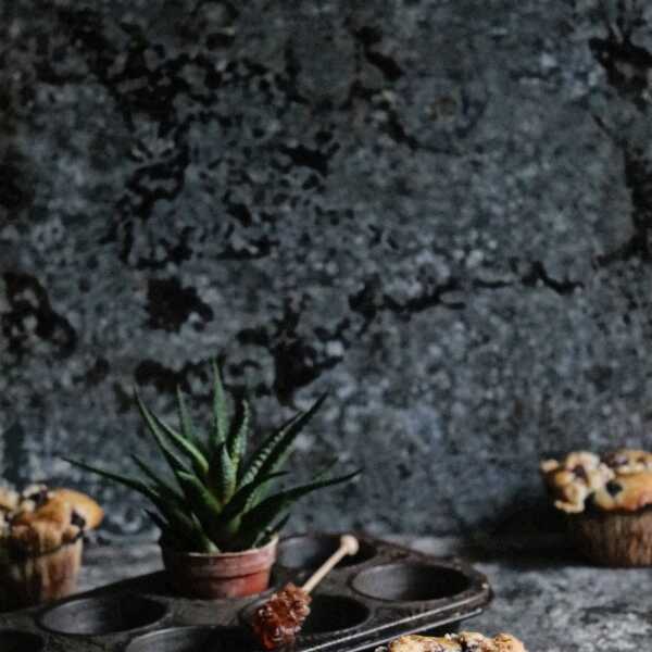 Muffiny z jagodami i kruszonką migdałową. 