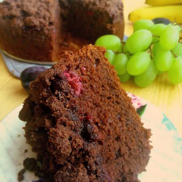 Ciasto z kakao, wiśniami i kruszonką / Cocoa Sour Cherry Crumb Cake