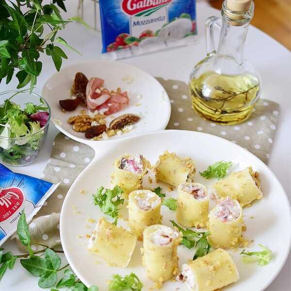 Zimne cannelloni z mozarellą, ricottą, bakaliami i szynką parmeńską 