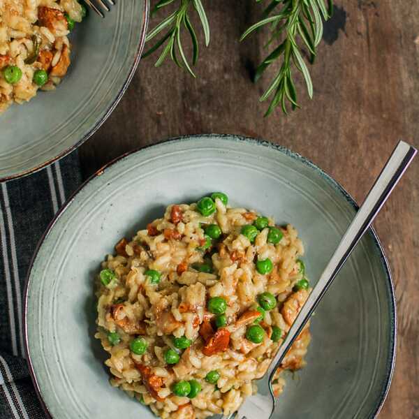 RISOTTO Z KURKAMI I ZIELONYM GROSZKIEM