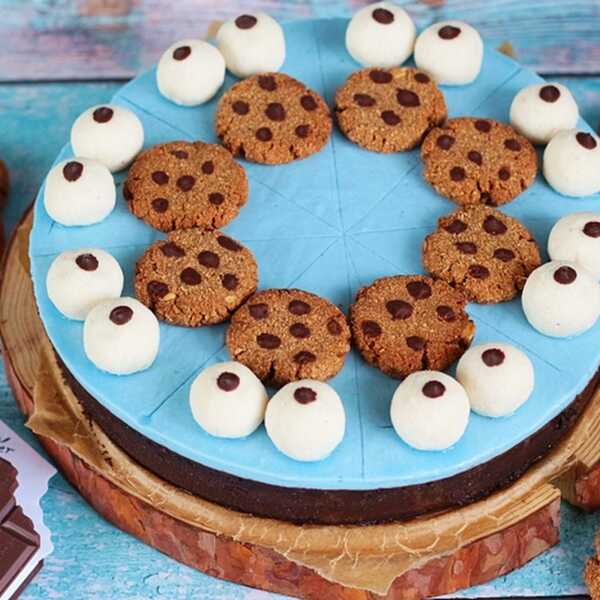 Proteinowy torcik Cookie Monster (bez glutenu, cukru białego, laktozy, wegańskie)