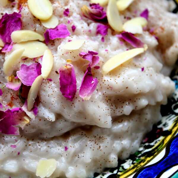 Rose water rice pudding