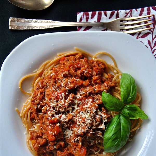 Spaghetti bolognese z mięsem wołowym
