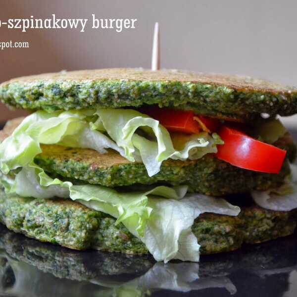 Orkiszowo-szpinakowo domowy burger z sałatą i papryką