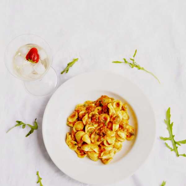 Orecchiette z pieczonym bakłażanem, papryką i czosnkiem. Taki wybór bobas lubi, bardzo. BLW