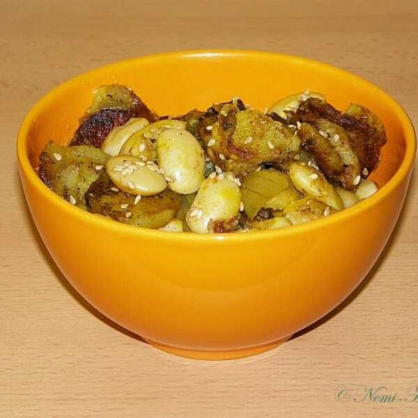 Pakora z ziemniaków i fasola w curry