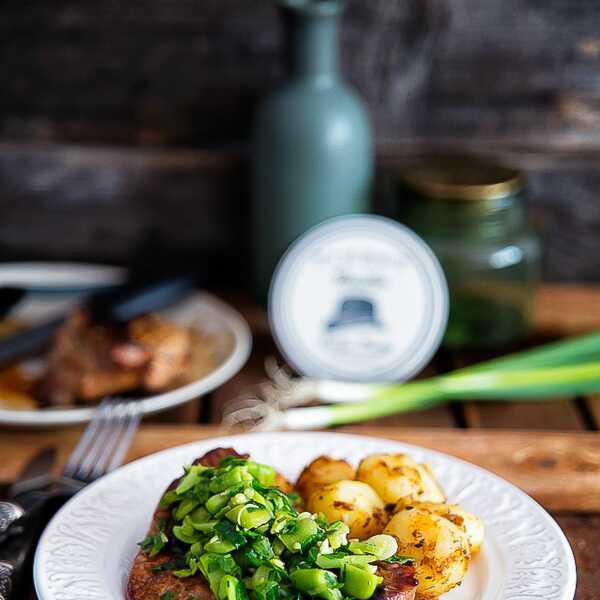 Wieprzowina w marynacie teriyaki z bobem